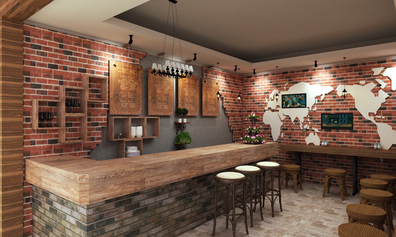 78㎡咖啡店，商場負一層，想要個溫馨點的裝修方案